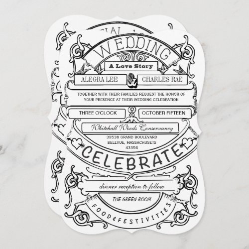 Chalkboard Vintage Modern Typography Wedding Invitation