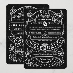 Chalkboard Vintage Modern Typography Wedding Invitation