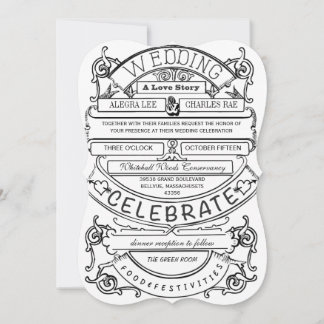 Chalkboard Vintage Modern Typography Wedding Invitation
