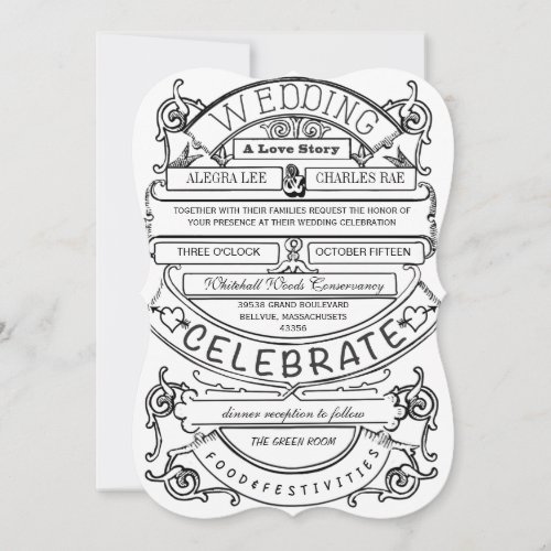 Chalkboard Vintage Modern Typography Wedding Invitation