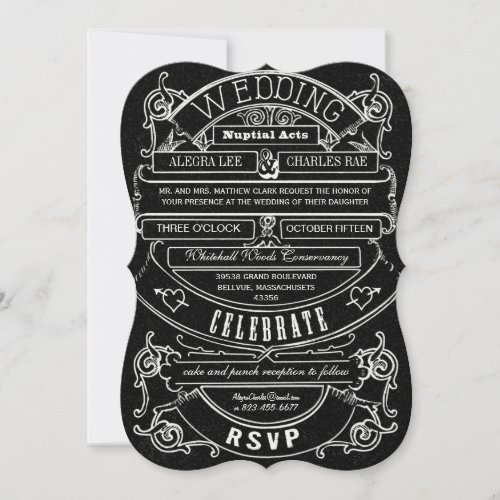 Chalkboard Vintage Modern Typography Wedding Invitation