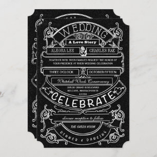 Chalkboard Vintage Modern Typography Wedding Invitation