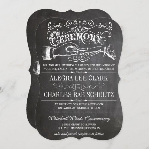 Chalkboard Vintage Modern Victorian Typography Invitation