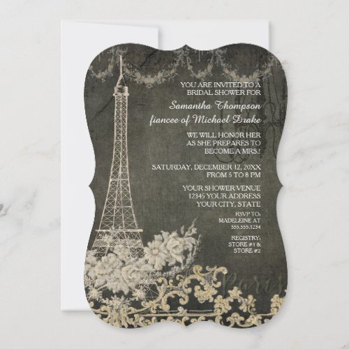 Chalkboard Vintage Paris Parisian Bridal Shower Invitation