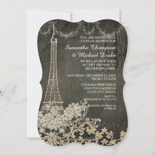 Chalkboard Vintage Paris Parisian Couples Shower Invitation