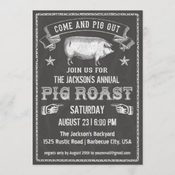 Chalkboard Vintage Pig Roast Invitation by Anything_Goes at Zazzle