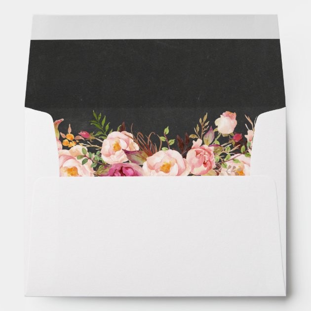 Chalkboard Vintage Pink Floral 5x7 Wedding Envelope