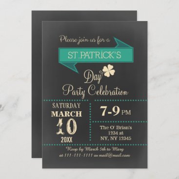 Chalkboard Vintage St Patricks day Party Invitation