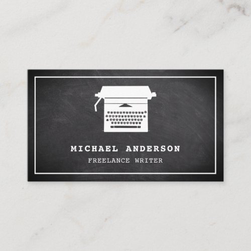 Chalkboard Vintage Typewriter Professional Writer Business Card