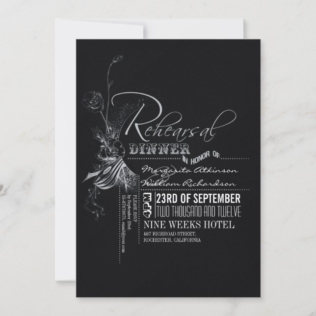 Chalkboard Vintage Typography Rehearsal Dinner Invitation (Front)