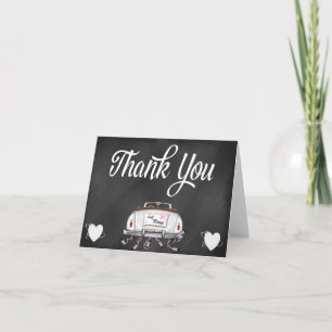 Chalkboard Vintage Wedding Car Thank You Note Card