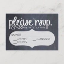 Chalkboard Vintage Wedding RSVP Postcard