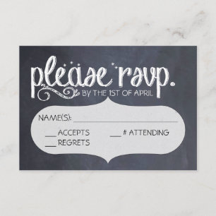 Chalkboard Vintage Wedding RSVP Postcard