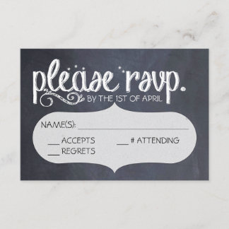 Chalkboard Vintage Wedding RSVP Postcard