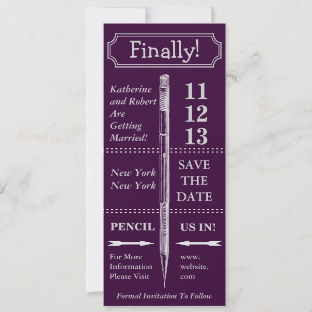 Chalkboard Vintage Wedding Save The Date (Front)