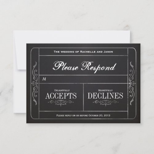 Chalkboard Vintage Wedding Ticket  RSVP