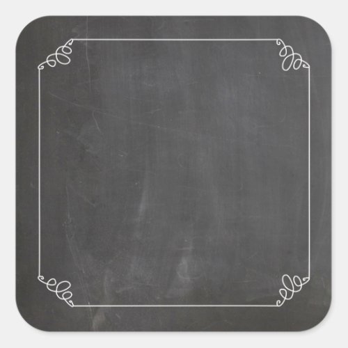 Chalkboard Vintage White Flourish Frame Customize Square Sticker