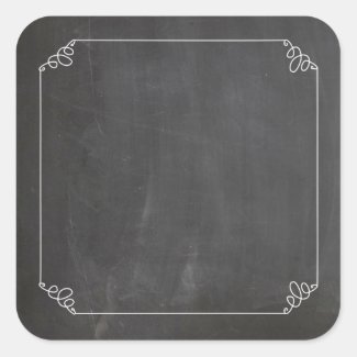 Chalkboard Vintage White Flourish Frame Customize Square Sticker