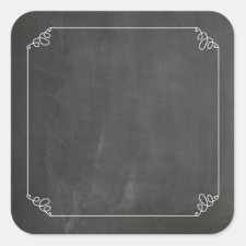 Chalkboard Vintage White Flourish Frame Customize Square Sticker