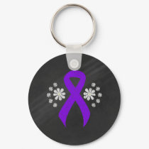 Chalkboard Violet Ribbon, Hodgkin's lymphoma Keychain