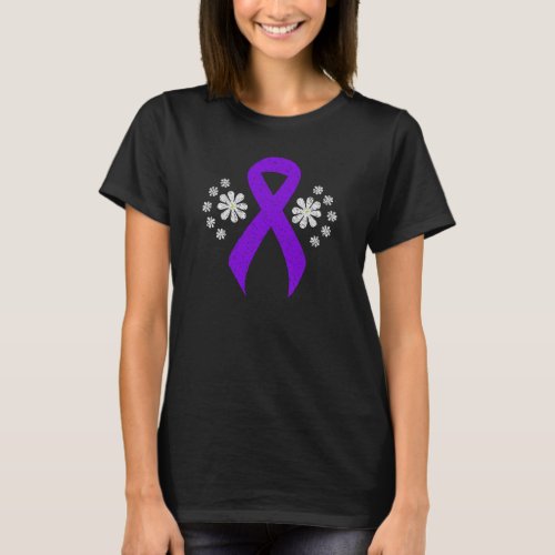 Chalkboard Violet Ribbon Hodgkins lymphoma T_Shirt
