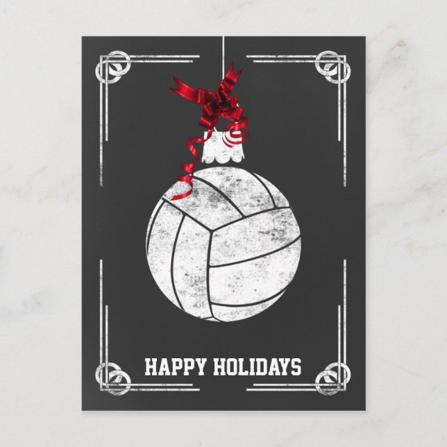 chalkboard volleyball  player Christmas Cards (Front)