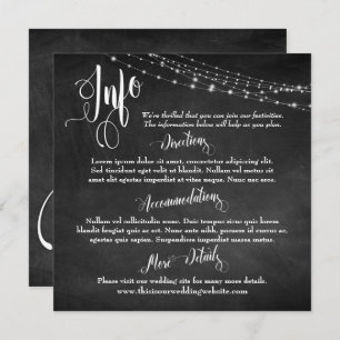 Chalkboard w/ Light Strings, Wedding Info Script Invitation