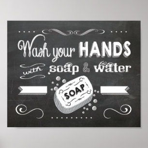 Chalkboard Wash your hands poster