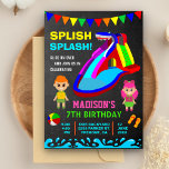 Chalkboard Water Slide Kids Birthday Party Invite<br><div class="desc">Amaze your guests with this colorful birthday party invitation featuring a beautiful water slide and cute cartoon elements with vibrant typography on a chalkboard background. Simply add your event details on this easy-to-use template to make it a one-of-a-kind invitation. Flip the card over to reveal a blue water texture on...</div>