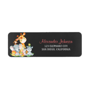 Chalkboard Watercol Cute Jungle Animals Label
