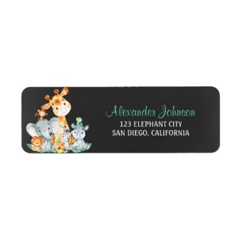 Chalkboard Watercol Cute Jungle Animals Label by SpecialOccasionCards at Zazzle