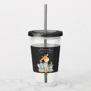 Chalkboard Watercol Cute Safari Jungle Baby Shower Acrylic Tumbler