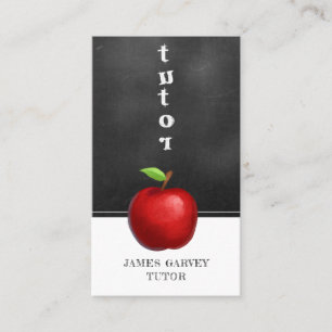 Chalkboard Watercolor Apple Tutor Teacher Business Card