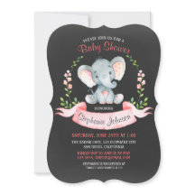 Chalkboard Watercolor Elephant Girl Baby Shower