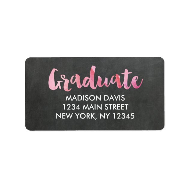 Chalkboard Watercolor Graduation Address Labels