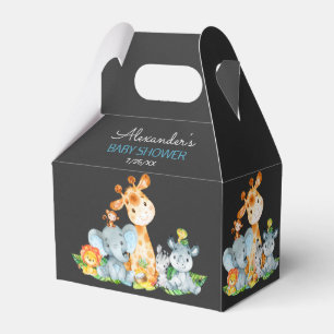 Chalkboard Watercolor Jungle Animals Baby Shower Favor Boxes