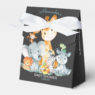 Chalkboard Watercolor Jungle Animals Baby Shower Favor Boxes