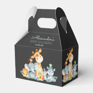 Chalkboard Watercolor Jungle Animals Baby Shower Favor Boxes