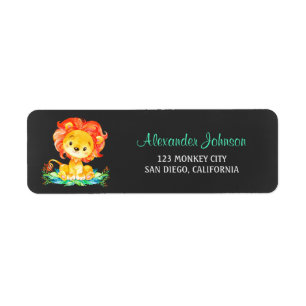 Chalkboard Watercolor Lion Label