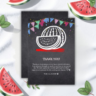 Chalkboard Watermelon Drawing Baby Shower Thank You Card