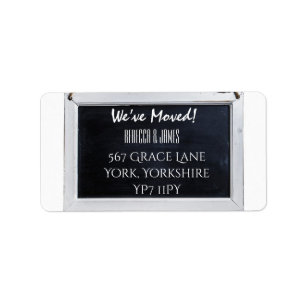 Chalkboard We’ve Moved Address Announcement Label