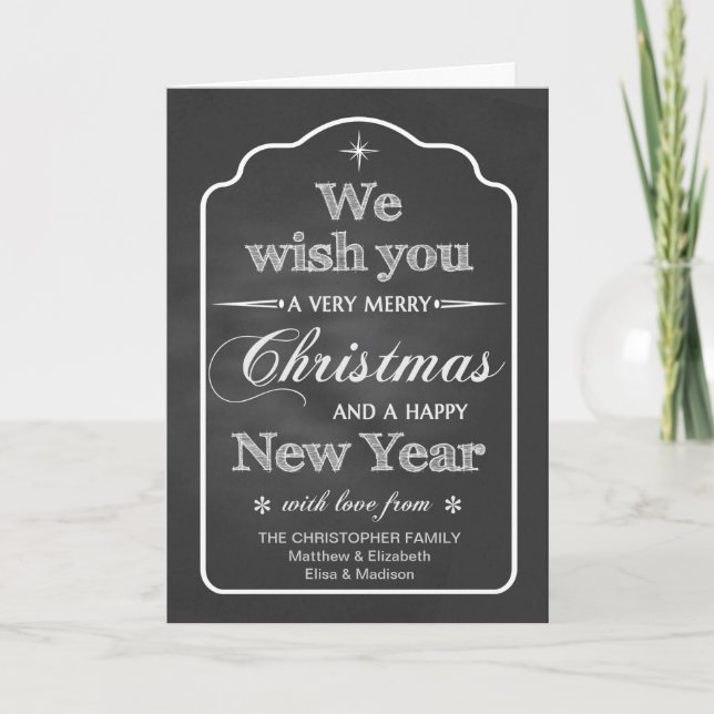 Chalkboard - We Wish You a Merry Christmas Holiday Card (Front)