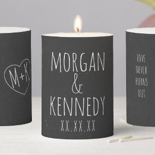 Chalkboard Wedding Anniversary Gift Pillar Candle