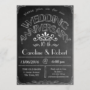 Chalkboard Wedding Anniversary Invitation 10th