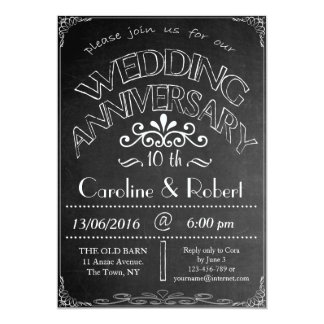 10th Wedding Anniversary Invitations Zazzle Chalkboard Wedding Anniversary Invitation 10th