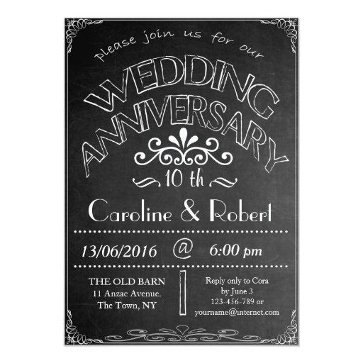 10 Year Wedding Anniversary Invitations 10