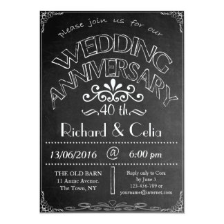 Chalkboard Wedding Anniversary Invitation 40th