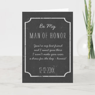 Chalkboard Wedding Be My Man of Honor Request Card
