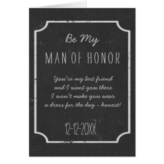 Chalkboard Wedding Be My Man of Honor Request Card