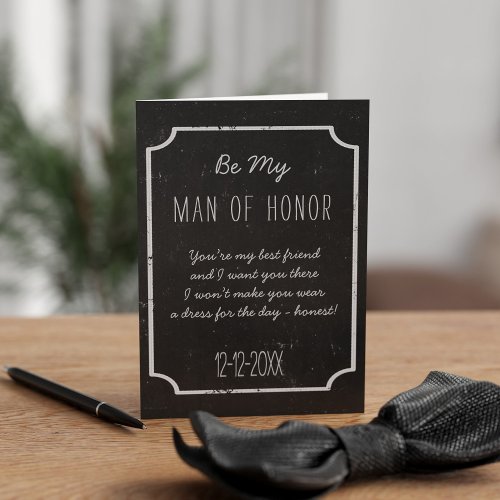 Chalkboard Wedding Be My Man of Honor Request Card
